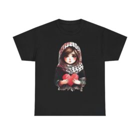 Sad Keffiyeh Girl with Heart Palestinian Pride T-Shirt